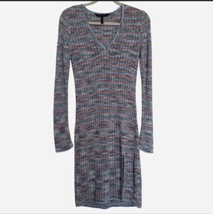 BCBGMaxAzria Macki Chevron Knit Y2K Long Sleeve Dress